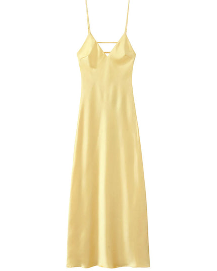 Satin V-Neck Cami Dress Yellow