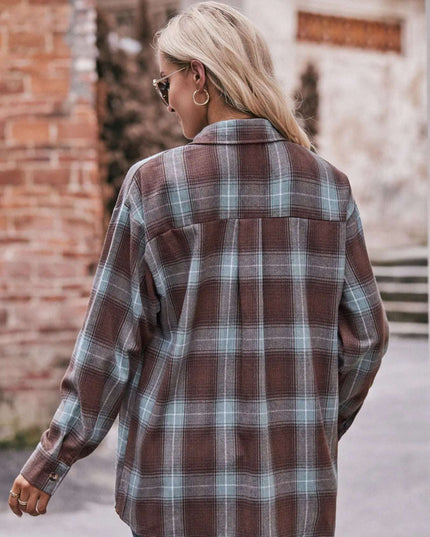 Plaid Button-Down Long Sleeve Shirt
