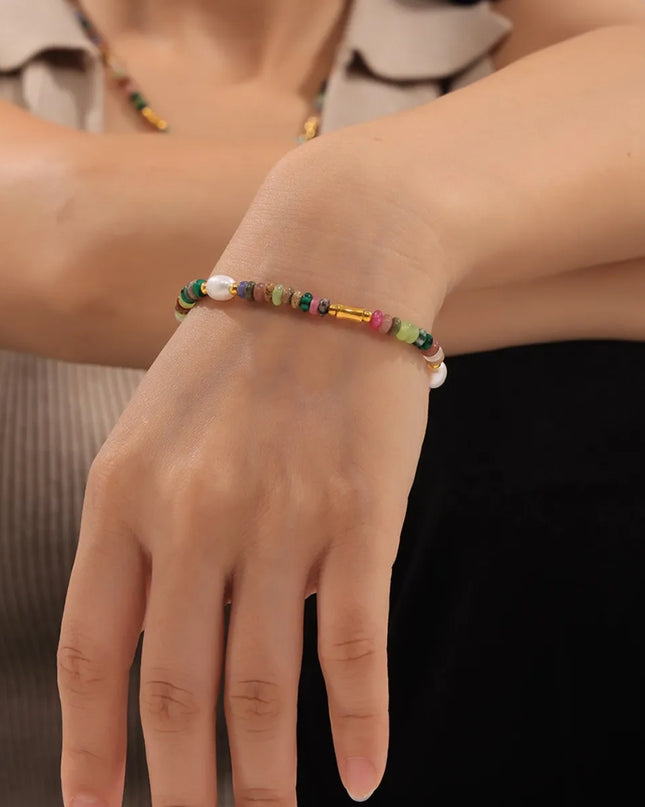 Bohemian Natural Stone Pearl Beaded Jewelry Set 