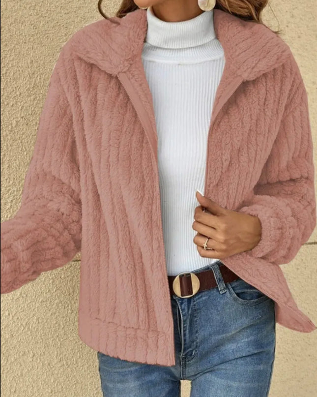 Plush Zip Up Long Sleeve Jacket