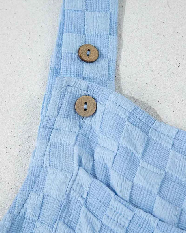 Checkered Pocketed Wide Leg Overalls