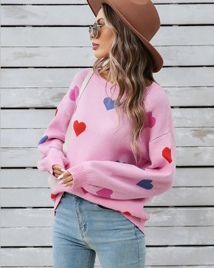 Angel Wings Heart Round Neck Long Sleeve Sweater