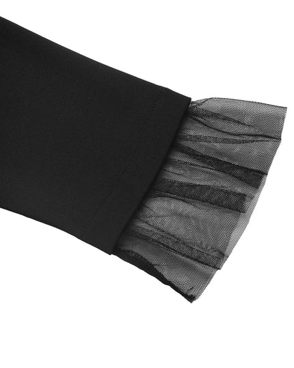 Square Neck Puff Sleeve Mesh Hem Dress