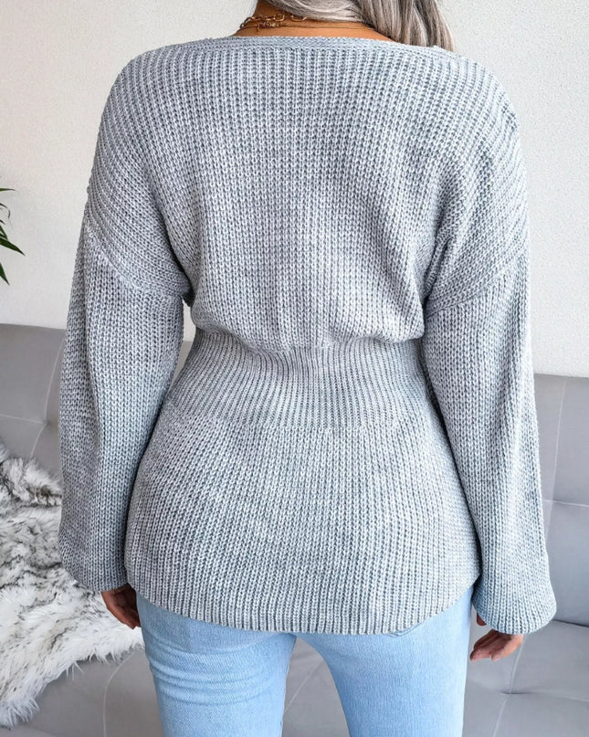 V-Neck Dropped Shoulder Sweater