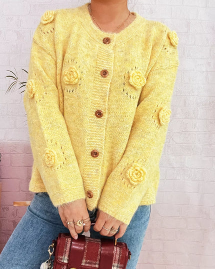 Flower Button-Up Cardigan