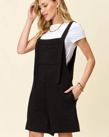Double Take Full Size Texture Square Neck Romper