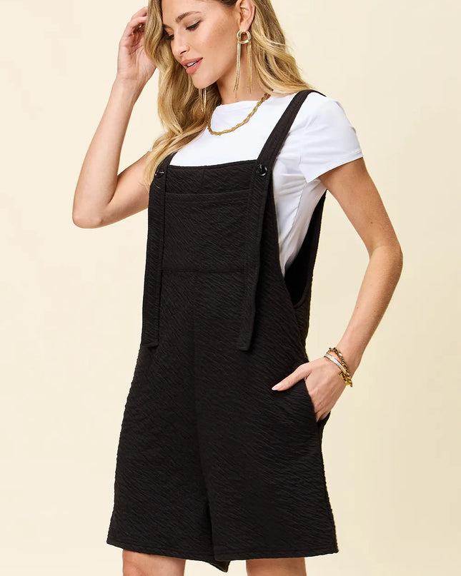 Double Take Full Size Texture Square Neck Romper