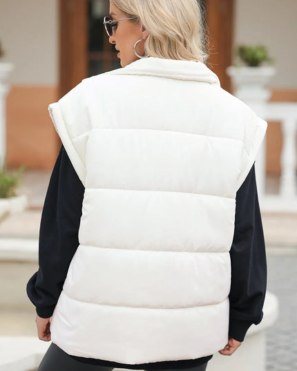 Zip Up Puffer Vest Coat with Pockets
