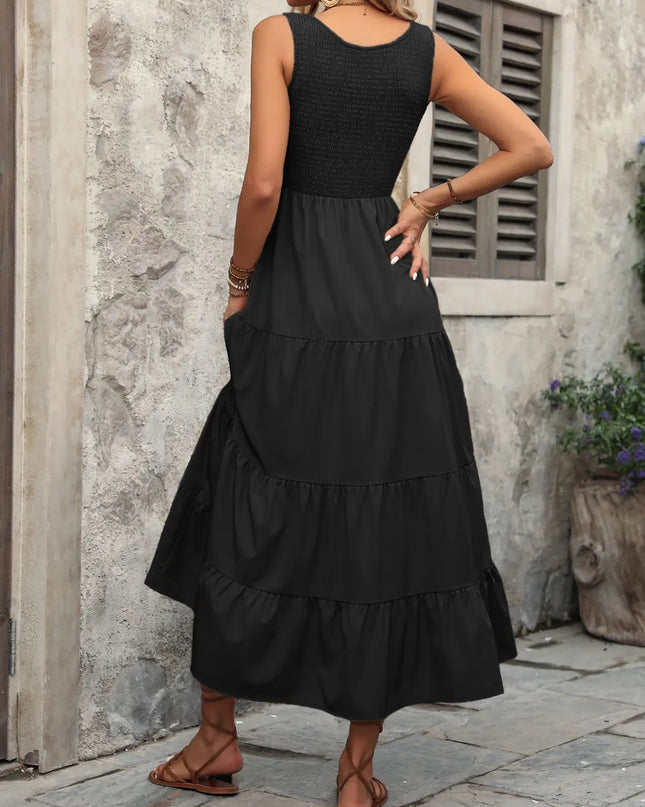 Ivy Lane Smocked Scoop Neck Sleeveless Tank Dress 