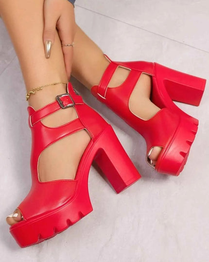 Cutout Block Heels Sandals