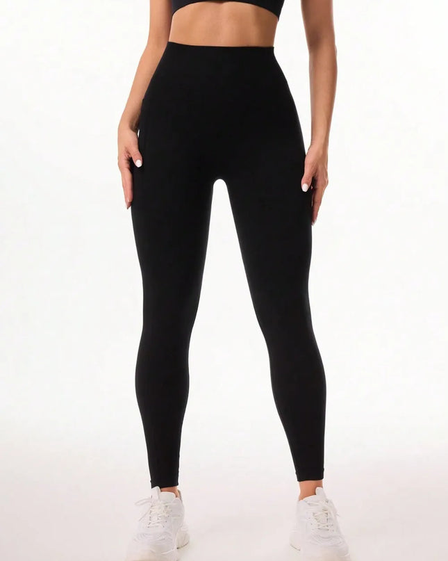 Pocketed High Waist Active Leggings Black