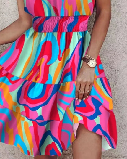 Paisley Print Halter Neck Mini Dress