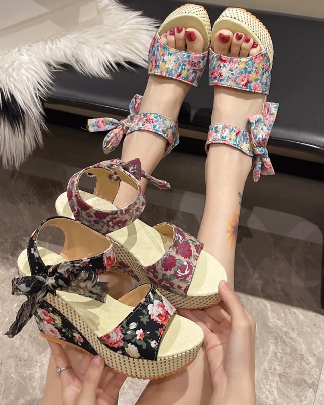 Floral Tied High Heel Sandals