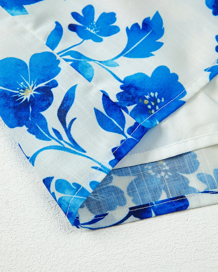 Floral Long Sleeve Tie Neck Blouse