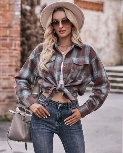 Plaid Button-Down Long Sleeve Shirt