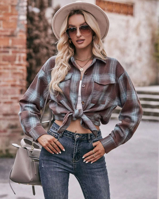 Plaid Button-Down Long Sleeve Shirt