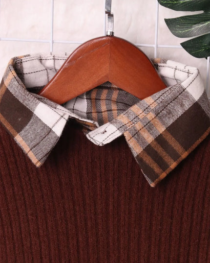 Plaid Long Sleeve Sweater Dress