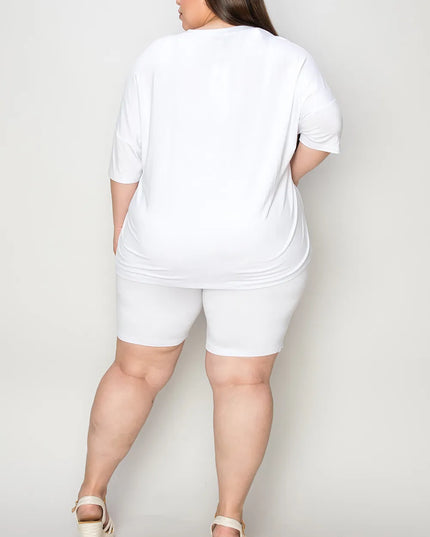 Basic Bae Bamboo Full Size V-Neck Drop Shoulder T-Shirt and Shorts Set