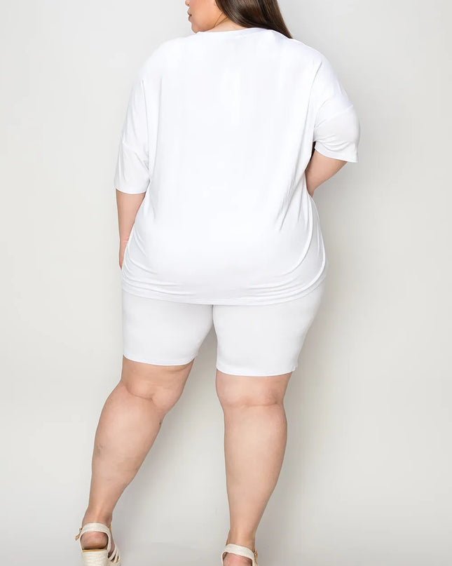 Basic Bae Bamboo Full Size V-Neck Drop Shoulder T-Shirt and Shorts Set