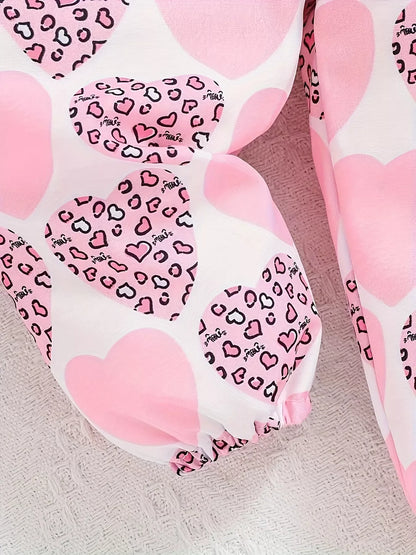 Children's Graphic Ruffled Top and Pants Set with Headband