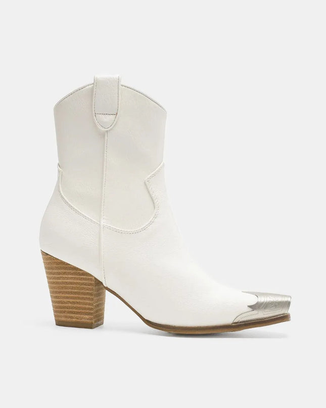 Beast Fashion Faux Leather Block Heel Boots with Side Zippers