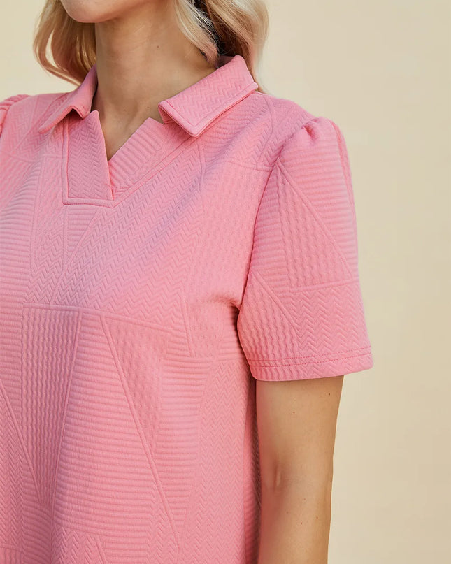 Double Take Full Size Texture Short Sleeve Dress