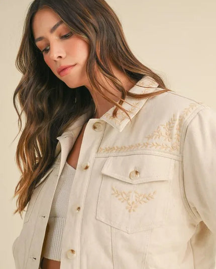 MABLE Embroidered Quilted Cropped Jacket