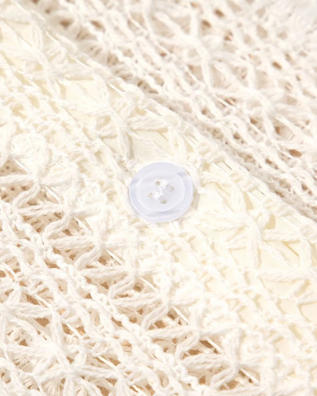 Lace Crochet Collared Neck Oversized Shirt