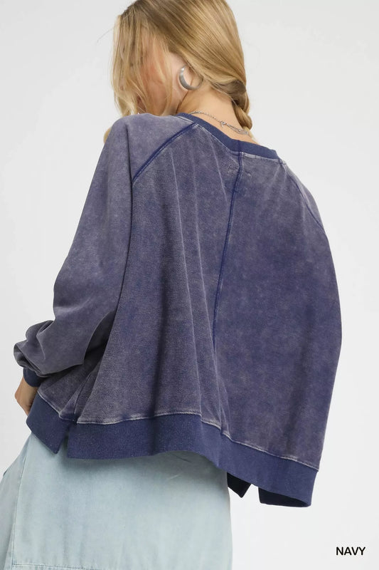 Umgee Mineral Wash French Terry Sweatshirt