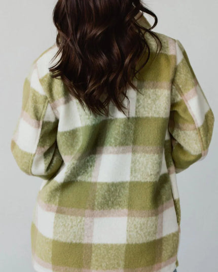 Pocketed Plaid Collared Neck Shacket