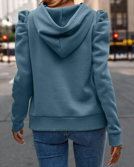 Puff Sleeve Hoodie with Drawstring