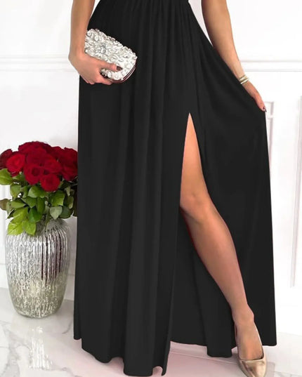 Split Single Shoulder Printed Maxi Dress