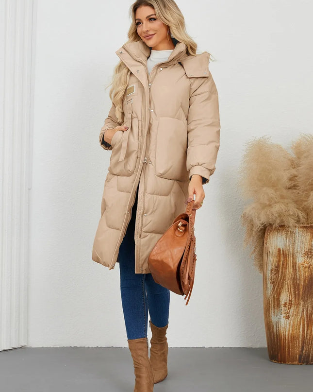 Long Sleeve Longline Hooded Winter Coat