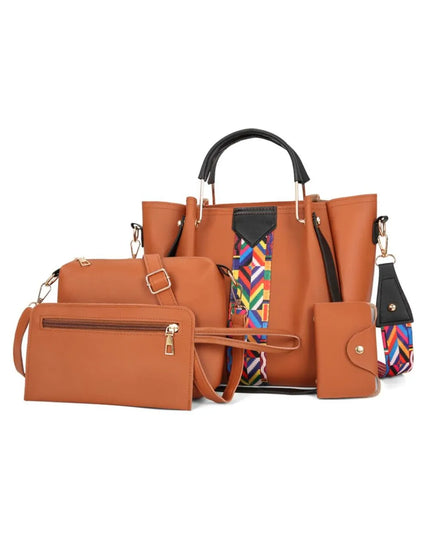 4-Piece Geometric Strap Bag Set 