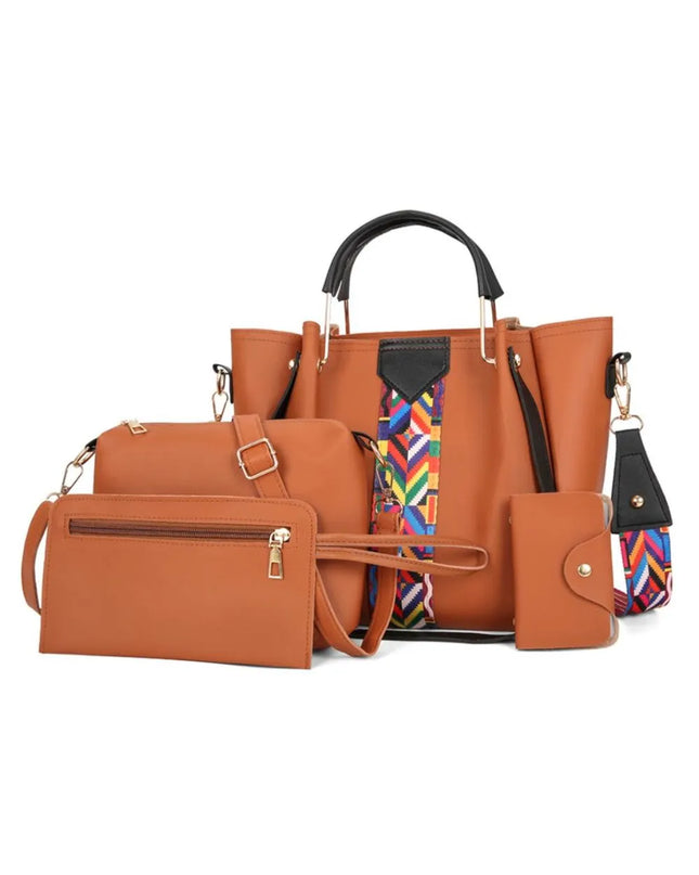 4-Piece Geometric Strap Bag Set 