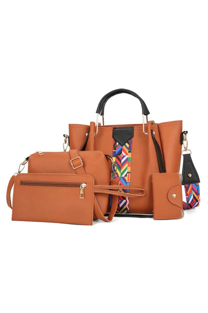 4-Piece Geometric Strap Bag Set 