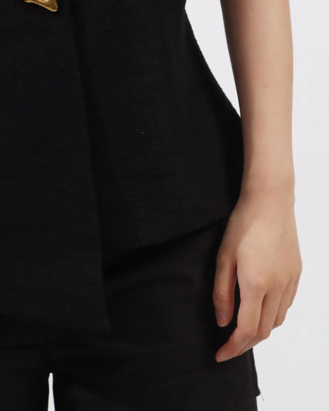 Plus Size Rhinestone Relaxed Fit Vest Coat