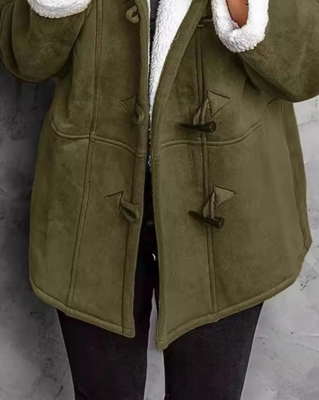 Full Size Cozy Sherpa Lined Toggle Coat with Hood Plus Size