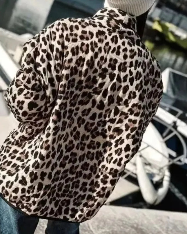 Leopard Open Front Long Sleeve Outerwear