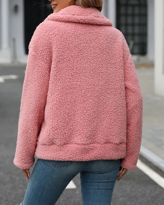 Zip Up Long Sleeve Plush Jacket