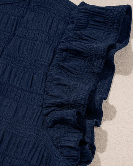 Textured Square Neck Top and Shirred High Waist Shorts Set