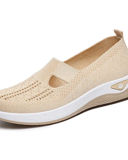 Breathable Mesh Round Toe Wedge Sneakers 