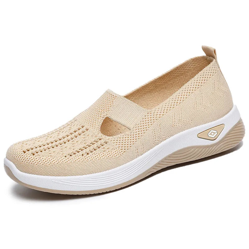 Breathable Mesh Round Toe Wedge Sneakers 