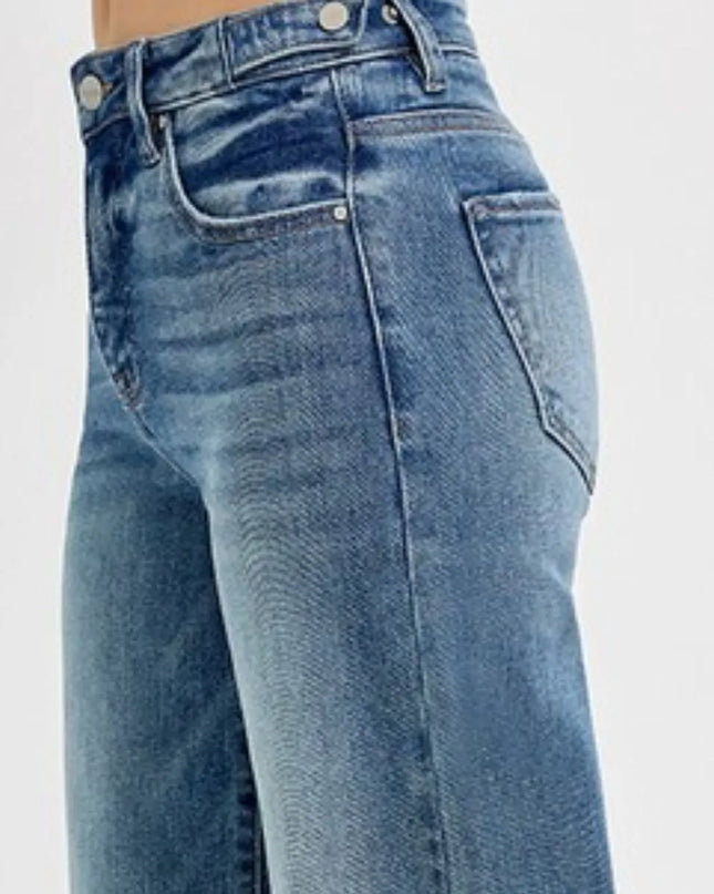 RISEN Full Size Tummy Control High Rise Wide Adjustable Waist Band Jeans Plus Size