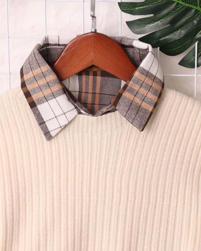 Plaid Long Sleeve Sweater Dress