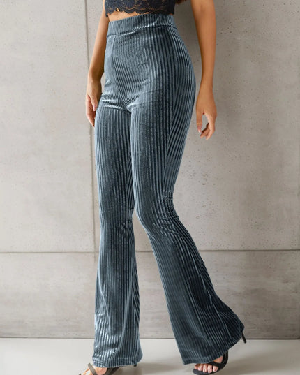 High-Waisted Ribbed Velvet Flare Pants