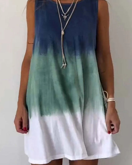 Full Size Tie-Dye Sleeveless Mini Tank Dress Plus Size 