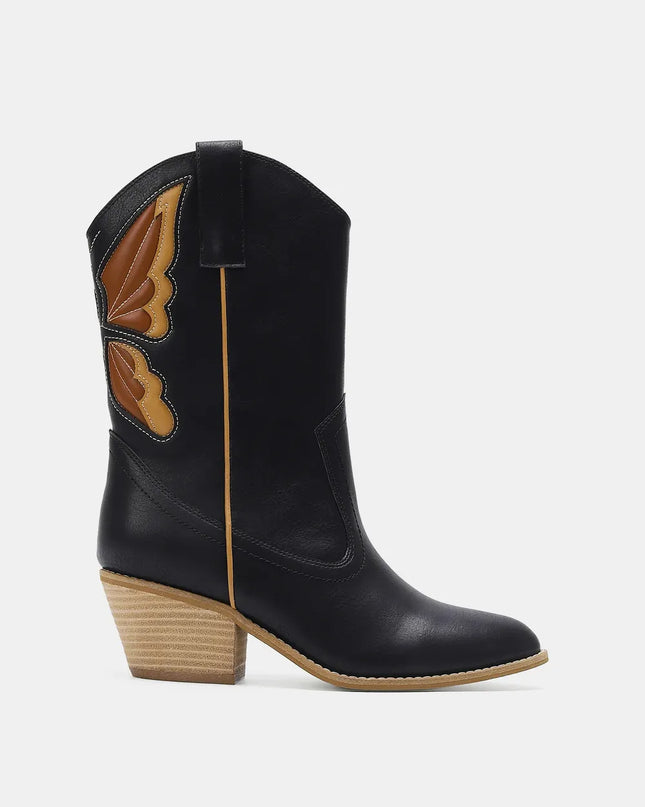 Beast Fashion Butterfly Cut Detail Point Toe Boots