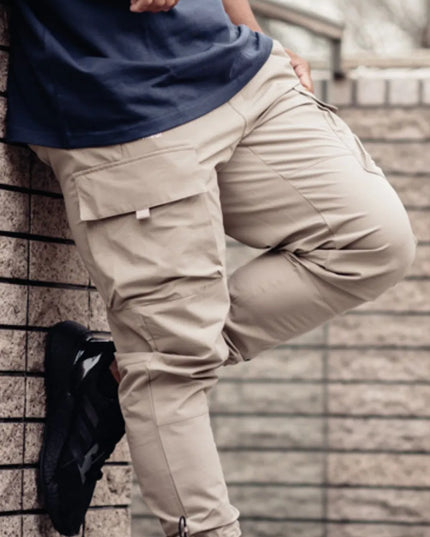 Men's Plus Size Drawstring Pants with Cargo Pockets Mocha