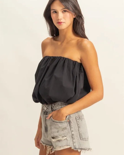 HYFVE Trendy Strapless Bubble Top